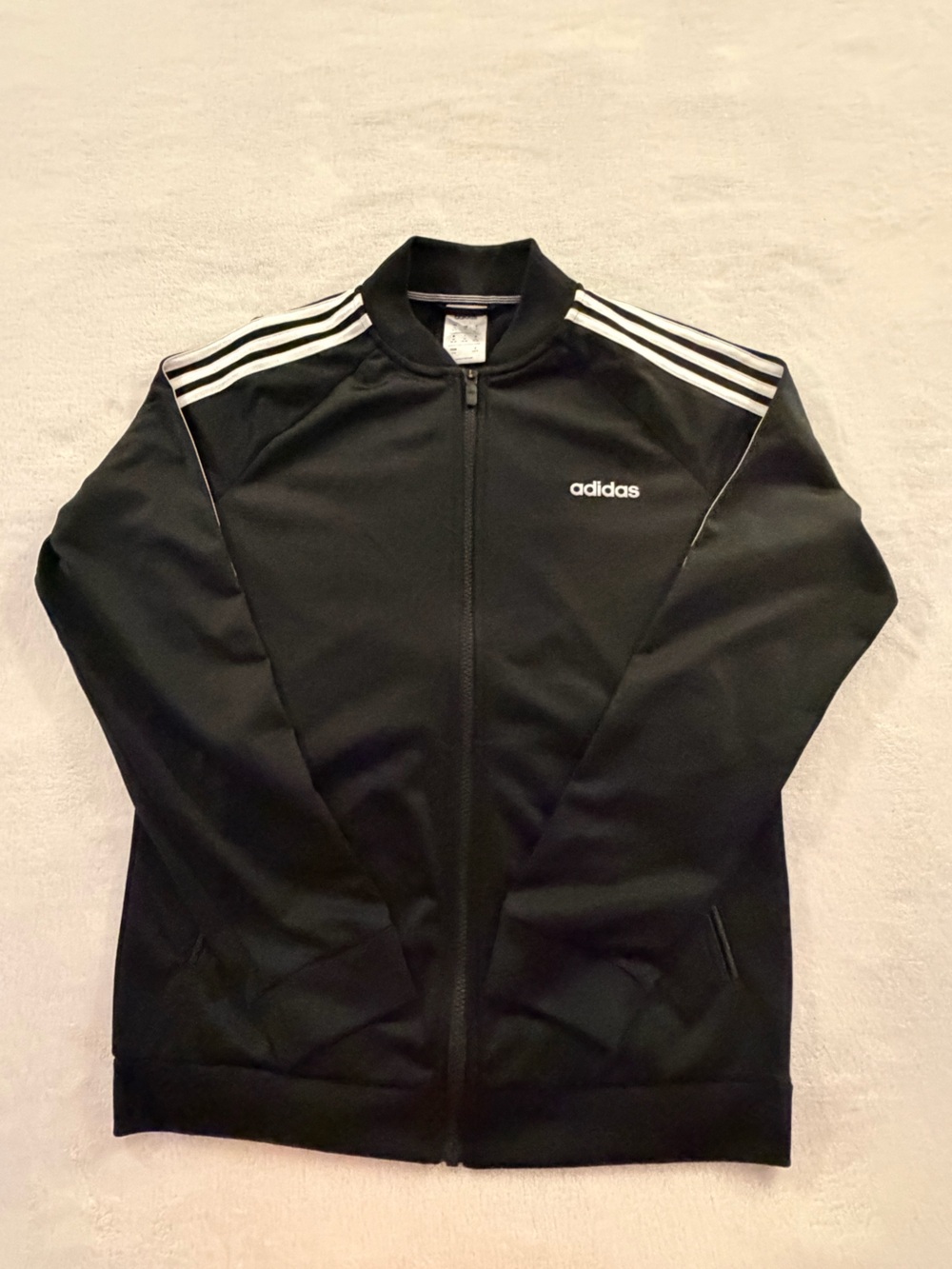adidas Black Lightweight Track Jacket with White Stripes